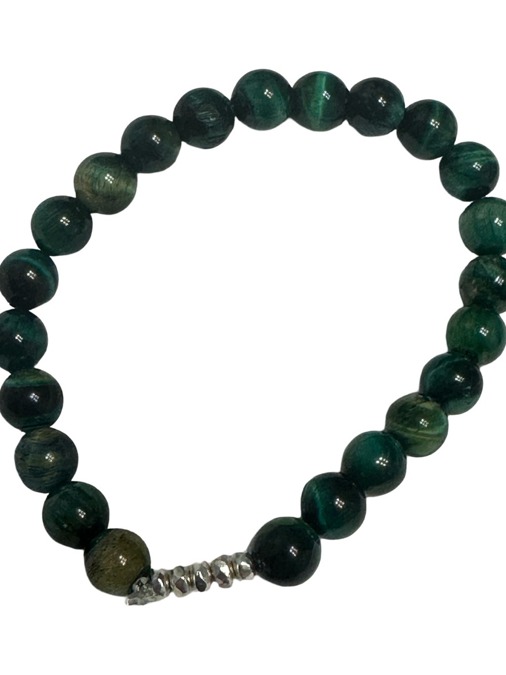 Green Malachite Beaded Stretch Bracelet - Unbranded